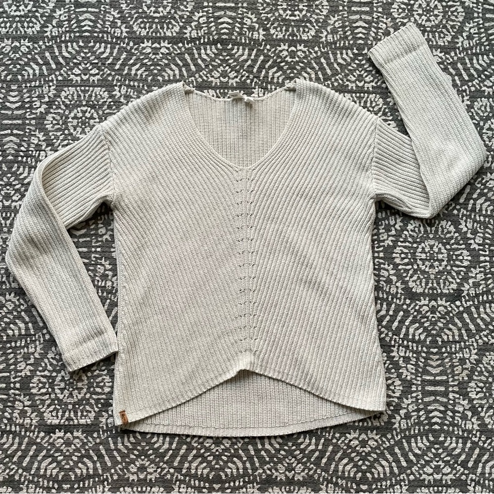Tentree Highline V-Neck Sweater - Elm White Heather, Small